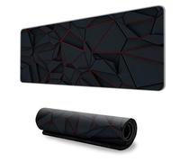 Hiseng Alfombrilla Ratón Gaming, Alfombra Ratón Grande Alfombrilla Escritorio Gaming con Base Goma Antideslizante y Bordes Cosidos Estilo Geométrico Mouse Pad (Triángulo Rojo,300x600mm)