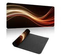 Hiseng Alfombrilla Ratón Gaming, Alfombra Ratón Grande Alfombrilla Escritorio Gaming con Base Goma Antideslizante y Bordes Cosidos Estilo Línea Mouse Pad Grande (Rojo + Dorado,600x300mm)