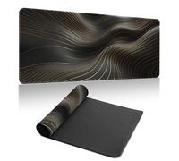 Hiseng Alfombrilla Ratón Linien 3D,Alfombrilla Escritorio con Base Antideslizante,Gaming Mouse Pad,Tapete Escritorio Grande,Protector Escritorio para Hogar,Oficina (Negro Oro,700x300x3mm)