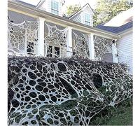 Hiseng Blanca Telaraña Halloween Decoración con 50cm Arañas Falsas Sangre Gigante Telaraña Elásticas Decoracion Halloween Jardín Terror para Decoración Exterior Interiores Casa (Clásico,100x400cm)