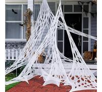 Hiseng Blanca Telaraña Halloween Decoración con 50cm Arañas Falsas Sangre Gigante Telaraña Elásticas Decoracion Halloween Jardín Terror para Decoración Interiores Exterior Casa (Clásico,200x1000cm)
