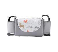 Hiseng Bolso Organizador Carrito Bebe Gris, Impermeable Bolsos Sillas de Paseo Cochecito Multifuncional Bolsos para Biberones Pañales Vasos de Agua Juguetes Aperitivos (Conejo,35x15x11cm)