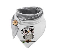 Hiseng Bufanda Mujeres Invierno Triángulo, Pañuelo mujer de Suave con Búho Estampado Animal, Chal Grande Triangular Para Señoras y Niñas Gruesa