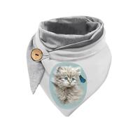 Hiseng Bufanda Mujeres Invierno Triángulo, Pañuelo mujer de Suave con Gato Estampado Animal, Chal Grande Triangular Para Señoras y Niñas Gruesa