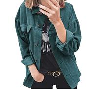Hiseng Camisa de Pana para Mujer, 2022 Informal Moda Manga Larga Camisas Casual Vintage Blusas Tops Cuello en V Basic Camisa con Bolsillo para Oficina Negoci Fiesta