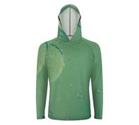Hiseng Camisetas de Pesca para Hombre con Capucha (Burbujas Verdes,S)