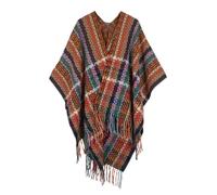 Hiseng Chal para Mujer Capa Frontal Abierta Poncho Suave, Elegante Poncho de Punto, Chaqueta de Primavera Dama de Capa, Bufanda Manta Cárdigan Adecuado para Otoño e Invierno (Café,Talla única)