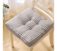 Hiseng Cojín de Asiento de Almohada de Piso Cuadrado, Cojín de Asiento de Silla de Piso Algodón y Lino Tatami Almohada para Sentarse (Tartán,30X30x5cm)