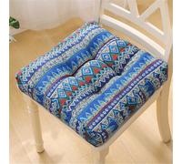 Hiseng Cojín de Asiento de Almohada de Piso Cuadrado, Cojín de Asiento de Silla de Piso Algodón y Lino Tatami Almohada para Sentarse (Azul Bohemio,40X40x6cm)