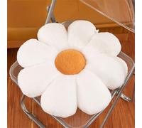 Hiseng Cojín de Asiento de Almohada de Piso de Flores, Cojín de Asiento de Silla de Piso con Forma de Flor, Linda Felpa Margarita Tatami Almohada para Sentarse (Blanco,35x35cm)