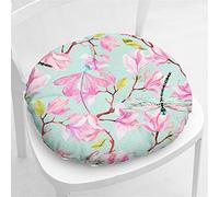 Hiseng Cojín de Silla Tatami Cojines para Asiento, Espesar Suave Cojín, Flor Patrón Redonda Cojin para Sofá, Colchoneta para Cocina Jardín Oficina en Casa,40x40cm (Flor Rosa 1)