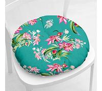 Hiseng Cojín de Silla Tatami Cojines para Asiento, Espesar Suave Cojín, Flor Patrón Redonda Cojin para Sofá, Colchoneta para Cocina Jardín Oficina en Casa,40x40cm (Flor Verde)