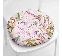 Hiseng Cojín de Silla Tatami Cojines para Asiento, Espesar Suave Cojín, Flor Patrón Redonda Cojin para Sofá, Colchoneta para Cocina Jardín Oficina en Casa,40x40cm (Flor Purpura)