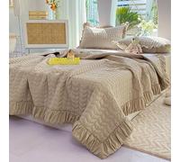 Hiseng Colcha Colores Sólidos Estampada Microfibra Extra Suave, Colcha Cubre Cama Multiusos - Primavera, Verano, otoño e Invierno para Individual Dobles (Marrón,200x230cm)