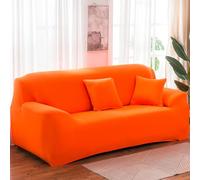 Hiseng Color Sólido Funda Sofa Elástica Fundas Sofas 1-4 Plazas, Antideslizante Sofas con 2 Fundas de Almohada, Antimanchas Protector Sofa para Niños (2 plazas,Naranja)