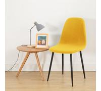 Hiseng Color Sólido Fundas Sillas de Comedor Escandinava, Fundas Sillas Ajustables Lavables, Funda Sillas Comedor Elástica de Concha, Funda Silla para Comedor, Boda (2 Piezas,Amarillo Caramelo)