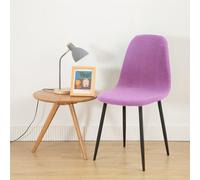 Hiseng Color Sólido Fundas Sillas de Comedor Escandinava, Fundas Sillas Ajustables Lavables, Funda Sillas Comedor Elástica de Concha, Funda Silla para Comedor, Boda (6 Piezas,Violeta Claro)