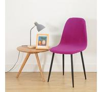 Hiseng Color Sólido Fundas Sillas de Comedor Escandinava, Fundas Sillas Ajustables Lavables, Funda Sillas Comedor Elástica de Concha, Funda Silla para Comedor, Boda (4 Piezas,Rosa roja)