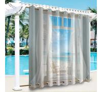 Hiseng Cortina de Exterior Impermeable Ojales Superior e Inferior, Cortinas Opacas Termicas Antiruido Resistentes al Sol 1 Pieza Patrón Vista Mar 3D para Jardin (Vista Mar A,140x175cm)