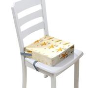 Hiseng Coussin Rehausseur Chaise Enfant, Coussin Chaise Enfant Lavable Rehausseur de Chaise Enfant avec Boucle de Sécurité, Rehausseur de Chaise (Estrella mar amarilla,40x40x10cm)