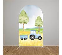 Hiseng Cubierta de Telón de Fondo de Arco de Boda, Cubierta de Redonda de Arco, Telón de Fondo Decor para Estudio Fotográfico, Fiesta de Cumpleaños (Campo de Trigo,6.6FT(100 * 200cm))