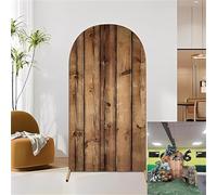 Hiseng Cubierta de Telón de Fondo de Arco de Boda, Cubierta de Redonda de Arco, Telón de Fondo Decor para Estudio Fotográfico, Fiesta de Cumpleaños (Veta de Madera E,7.2FT(120 * 220cm))