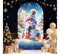 Hiseng Cubierta de Telón de Fondo de Arco de Boda, Cubierta de Redonda de Arco, Telón de Fondo Decor para Estudio Fotográfico, Fiesta de Cumpleaños (Muñeco de Nieve,5FT (65x150cm))