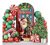 Hiseng Cubierta de Telón de Fondo de Arco de Boda, Cubierta de Redonda de Arco, Telón de Fondo Redonda Decor para Estudio Fotográfico, Fiesta de Cumpleaños (Estilos navideños 12,6.6FT(100 * 200cm))