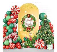 Hiseng Cubierta de Telón de Fondo de Arco de Boda, Cubierta de Redonda de Arco, Telón de Fondo Redonda Decor para Estudio Fotográfico, Fiesta de Cumpleaños (Estilos navideños 1,4FT(50 * 120cm))