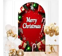 Hiseng Cubierta de Telón de Fondo de Arco de Boda, Cubierta de Redonda de Arco, Telón de Fondo Redonda Decor para Estudio Fotográfico, Fiesta de Cumpleaños (Estilos navideños 4,6FT(80 * 180cm))