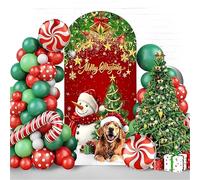 Hiseng Cubierta de Telón de Fondo de Arco de Boda, Cubierta de Redonda de Arco, Telón de Fondo Redonda Decor para Estudio Fotográfico, Fiesta de Cumpleaños (Estilos navideños 10,6FT(80 * 180cm))