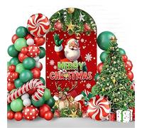 Hiseng Cubierta de Telón de Fondo de Arco de Boda, Cubierta de Redonda de Arco, Telón de Fondo Redonda Decor para Estudio Fotográfico, Fiesta de Cumpleaños (Estilos navideños 8,5FT(65 * 150cm))