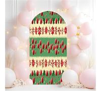 Hiseng Cubierta de Telón de Fondo de Arco de Boda, Cubierta de Redonda de Arco, Telón de Fondo Redonda Decor para Estudio Fotográfico, Fiesta de Cumpleaños (Estilos navideños 9,7.2FT(120 * 220cm))