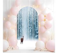 Hiseng Cubierta de Telón de Fondo de Arco de Boda, Cubierta de Redonda de Arco, Telón de Fondo Redonda Decor para Estudio Fotográfico, Fiesta de Cumpleaños (Estilos navideños 7,6FT(80 * 180cm))