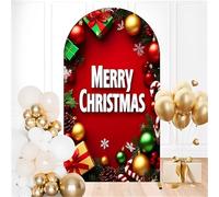 Hiseng Cubierta de Telón de Fondo de Arco de Boda, Cubierta de Redonda de Arco, Telón de Fondo Redonda Decor para Estudio Fotográfico, Fiesta de Cumpleaños (Estilos navideños 6,6.6FT(100 * 200cm))