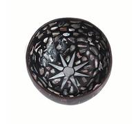 Hiseng Cuencos de Coco,Cuenco de Cáscara de Coco Natural Floral Pintado,Cáscara de Coco para Decoración del Hogar,Caja para Guardar Llaves,Cuenco para Guardar Joyas (Estrella Negra)
