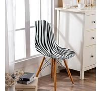 Hiseng Estampado de Cebra Fundas Sillas de Comedor Escandinava, Fundas Sillas Ajustables Lavables, Funda Sillas Comedor Elástica de Concha, Funda Silla para Comedor, Boda (4 Piezas,Blanco Negro)