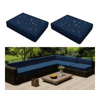Hiseng Funda de Cojín de Asiento Sofá 2 Piezas Color Sólido Impermeables Fundas Cojines para Jardín Exterior con Cremallera, Protector Cojín Asientos para Silla de Jardin (60x55x10cm,Azul Marino)