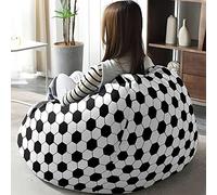 Hiseng Funda de puf, Sillón de Pera sin Relleno Estampado de fútbol,Sofa Puff Gaming Salon Funda Sin Relleno para Niños y Adultos, Bean Bag con Asa (Fútbol,100x120cm)