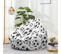 Hiseng Funda de puf Sillón de Pera sin Relleno Estampado Fútbol Sofa Puff Gaming Salon Funda Sin Relleno para Niños Adultos Bean Bag con Asa, Salón Dormitorio Sala de Juegos (Grafiti,80x90cm)