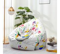 Hiseng Funda de puf Sillón de Pera sin Relleno Estampado Fútbol Sofa Puff Gaming Salon Funda Sin Relleno para Niños Adultos Bean Bag con Asa, Salón Dormitorio Sala de Juegos (Peinture,90x110cm)