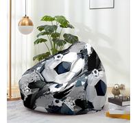 Hiseng Funda de puf Sillón de Pera sin Relleno Estampado Fútbol Sofa Puff Gaming Salon Funda Sin Relleno para Niños Adultos Bean Bag con Asa, Salón Dormitorio Sala de Juegos (Artístico,70x80cm)