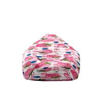 Hiseng Funda de puf, Sillón de Pera sin Relleno,Impresión 3D de Frutas Sofa Puff Gaming Salon Funda Sin Relleno para Niños y Adultos, Bean Bag con Asa para Salón (Estampado de Fresas 4,130x150cm)