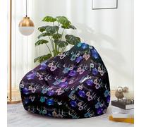 Hiseng Funda de puf, Sillón de Pera sin Relleno,Impresión 3D Sofa Puff Gaming Salon Funda Sin Relleno para Niños y Adultos, Bean Bag con Asa para Salón, Dormitorio (Luna 3,100x120cm)