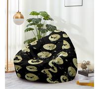 Hiseng Funda de puf, Sillón de Pera sin Relleno,Impresión 3D Sofa Puff Gaming Salon Funda Sin Relleno para Niños y Adultos, Bean Bag con Asa para Salón, Dormitorio (Luna 1,100x120cm)