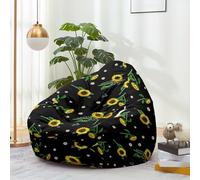 Hiseng Funda de puf, Sillón de Pera sin Relleno,Impresión 3D Sofa Puff Gaming Salon Funda Sin Relleno para Niños y Adultos, Bean Bag con Asa para Salón, Dormitorio (Girasol 1,100x120cm)