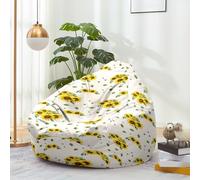 Hiseng Funda de puf, Sillón de Pera sin Relleno,Impresión 3D Sofa Puff Gaming Salon Funda Sin Relleno para Niños y Adultos, Bean Bag con Asa para Salón, Dormitorio (Girasol 4,90x110cm)