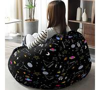 Hiseng Funda de puf, Sillón de Pera sin Relleno,Impresión del Planeta Sofa Puff Gaming Salon Funda Sin Relleno, Bean Bag para Dormitorio y Sala de Juegos (Constelación,130x150cm)