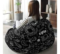 Hiseng Funda de puf, Sillón de Pera sin Relleno,Impresión del Planeta Sofa Puff Gaming Salon Funda Sin Relleno, Bean Bag para Dormitorio y Sala de Juegos (Sol,100x120cm)