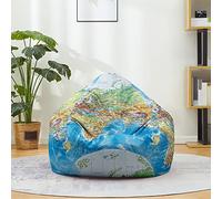Hiseng Funda de puf, Sillón de Pera sin Relleno,Sofa Puff Gaming Salon Funda Moderno Sin Relleno para Niños, Impresión Bean Bag para Salón, Dormitorio y Sala de Juegos (Azul,90x110cm)